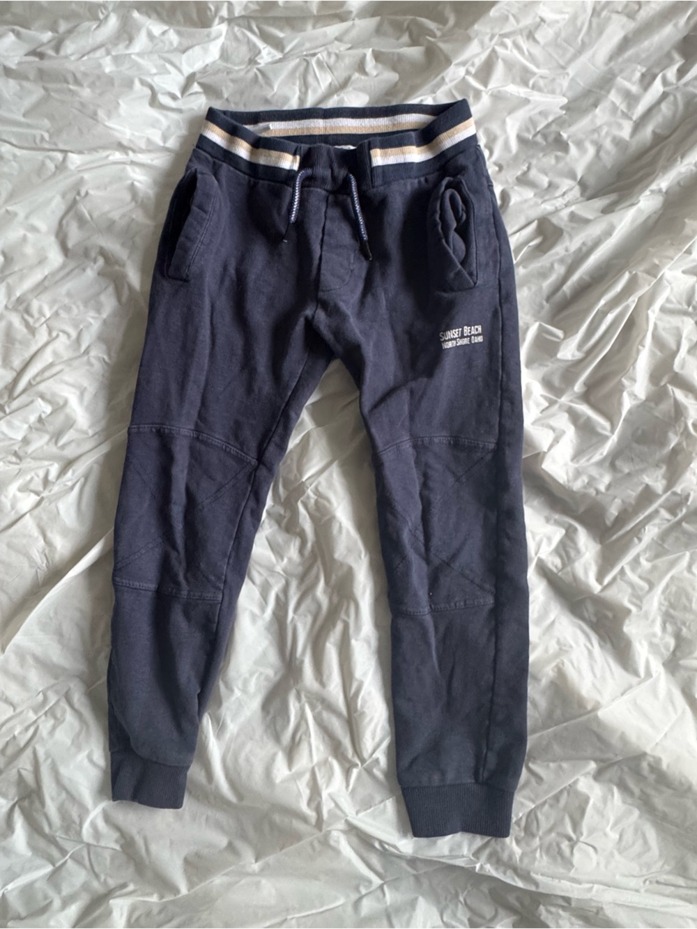 Dilkje Boys Navy Jogger Pants with Drawstring Waist Size 7